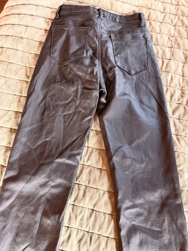 Edikted Black Coated Faux Leather Flare Pants High Rise Bell Bottom Jeans Size S - Image 4