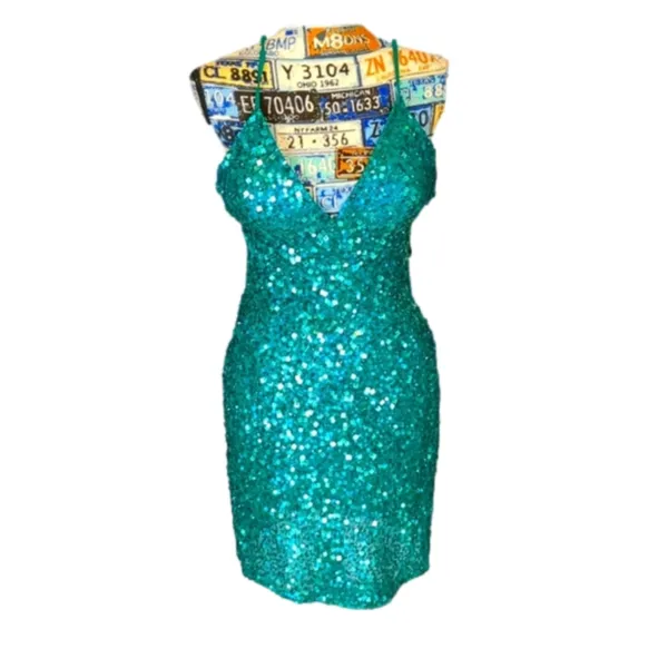 Scala teal sequin dress size 8 - Image 2