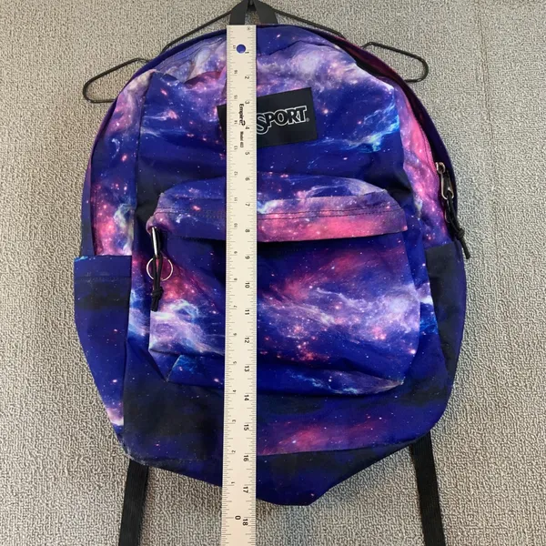 JanSport SuperBreak Backpack Unisex Large Purple Galaxy Nebula Print - Image 3