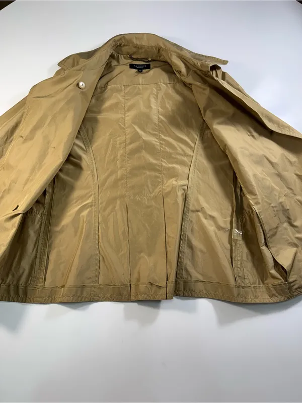 Talbots Cotton Silk Blend Khaki Double-Breasted Trench Coat - Image 7