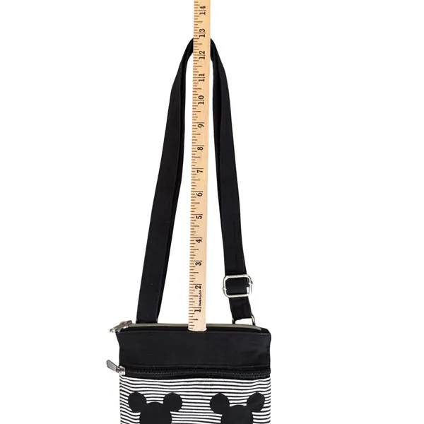 Disney Parks Mickey Mouse Crossbody Bag‎ Canvas Striped Black White Small Travel - Image 6