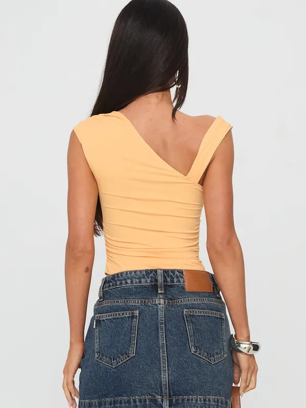 Princess Polly Ander Orange Asymmetrical Ruched Top 8 NEW Y2K Clubwear Party - Image 2