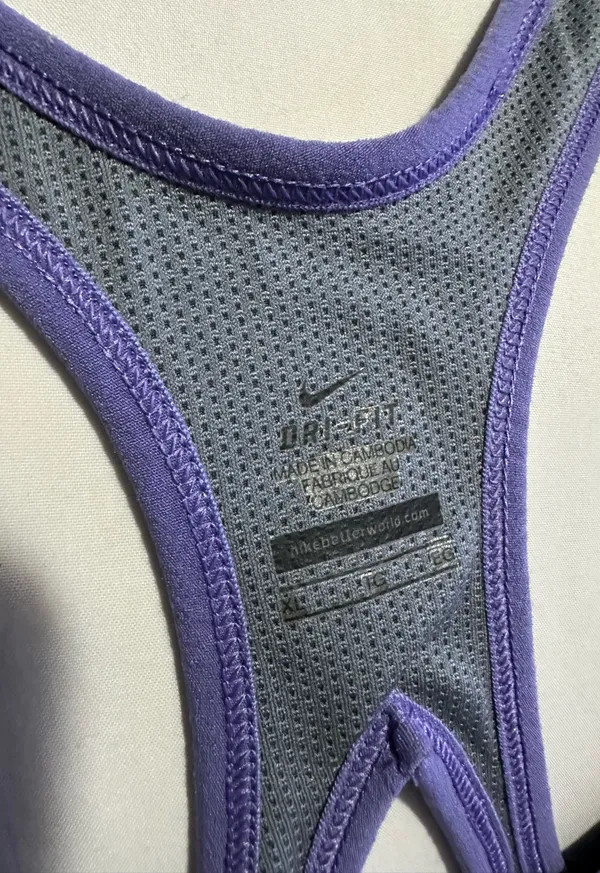 Nike Womens Purple Green Dri-Fit Polka Dot Shelf Bra Activewear Tank Top XL - Image 3