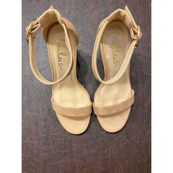 Lulus Nude Ankle Strap Block Heel Sandals Size 7 Minimalist Neutral Heels Formal - Image 10