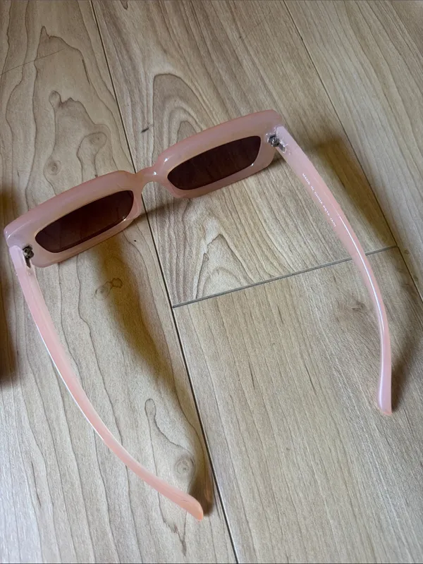 Peta + Jain Pink Rectangular Sunglasses with Black Croc Case - Image 3
