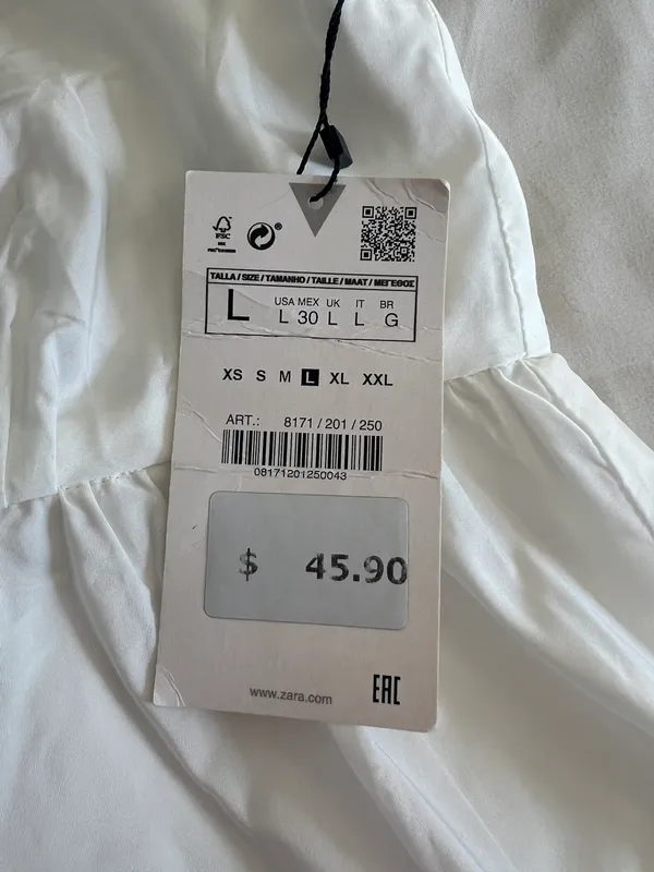 Zara NWT  White Dress - Image 6