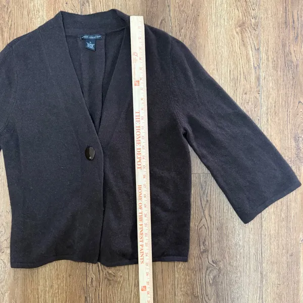 Sarah Spencer Brown Lambswool Angora Cardigan Sweater XL‎ Single Button V-Neck - Image 7