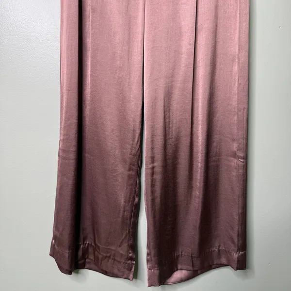 NWT Madewell The Harlow Wide Leg Pant in Satin Iced Mocha Brown Pink Size 00 - Image 11