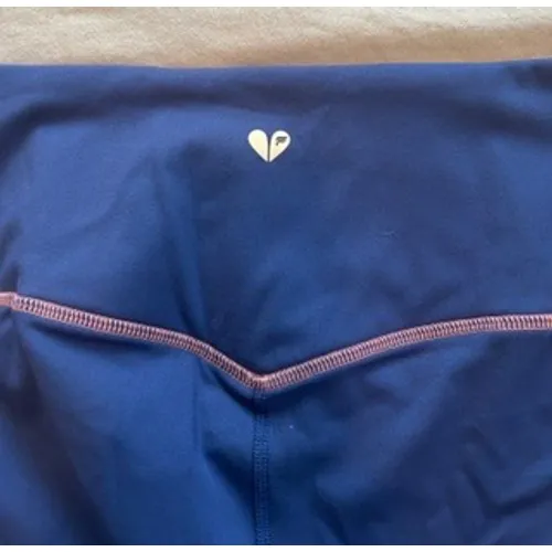Fabletics Navy Blue Lime Green Colorblock High Waisted Leggings Back Zip Pocket - Image 4