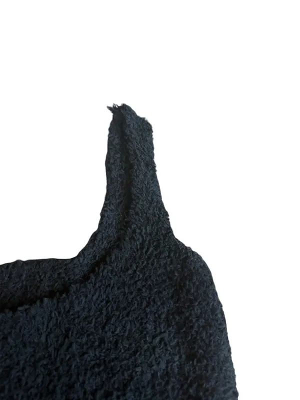 Skims Cozy Knit Fuzzy Teddy Sherpa Tank Top Black Onyx Stretch Size XS Women's - Image 7