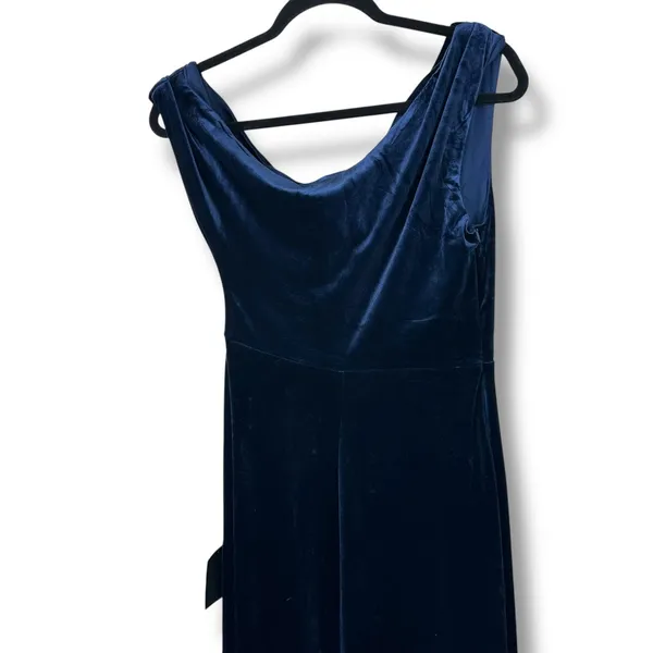 NEW Lulus Coveted Confidence Navy Blue Velvet Asymmetrical Maxi Dress Small - Image 8