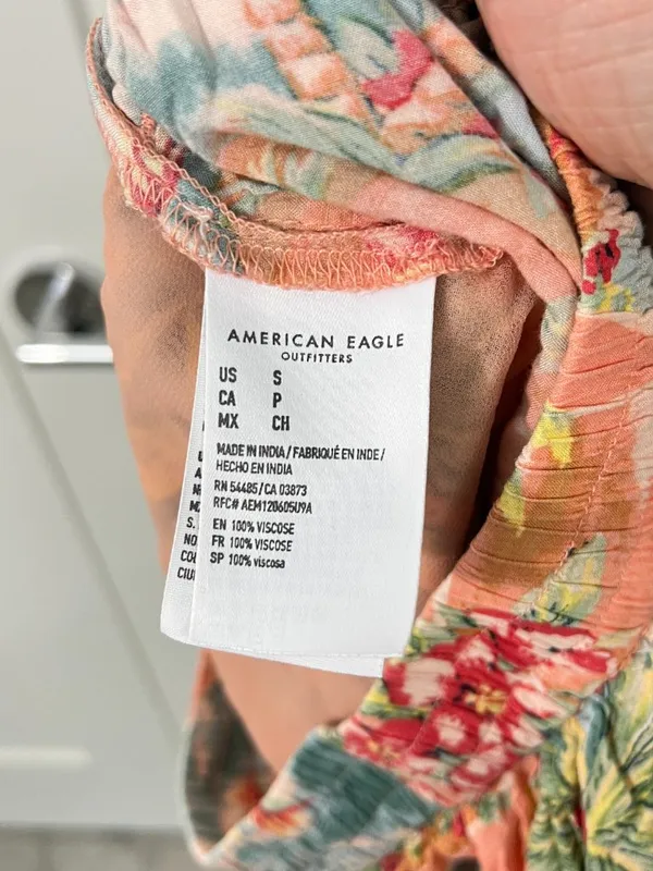 American Eagle Small Peach Coral Tropical Lined Shorts with Pockets - Image 8