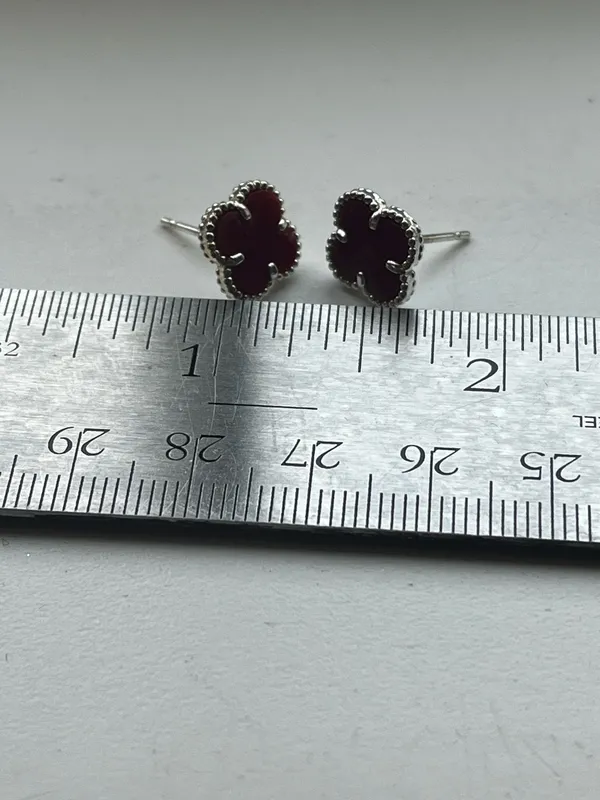 Anthropologie Sterling black clover studs - Image 4