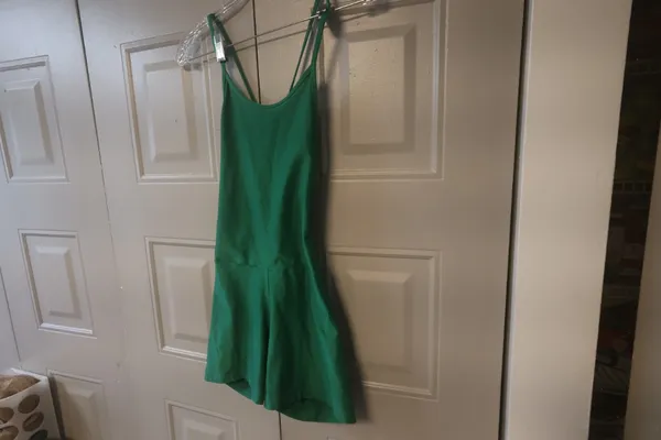 Palomar Beachwear one piece workout exercise playsuit in green. - Image 2