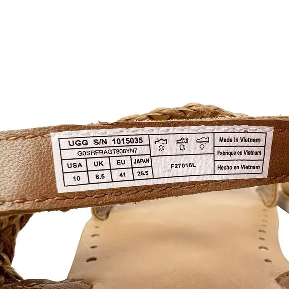 UGG Elin Flat Leather Sandals Braided Strap Chestnut Tan Brown‎ Size 10 - Image 5