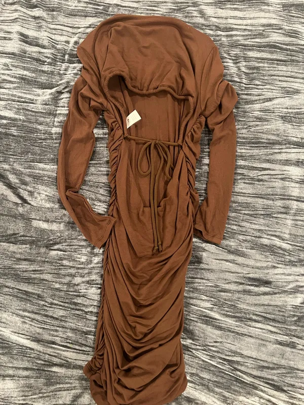 Naked Wardrobe Brown Ruched Dress Size M - Image 2