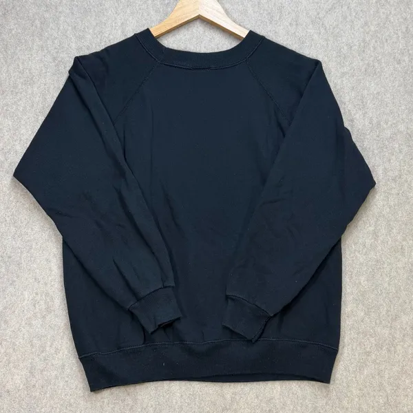 Vintage Hanes Her Way Black Floral Applique Raglan Sweatshirt‎ Medium Made USA - Image 3