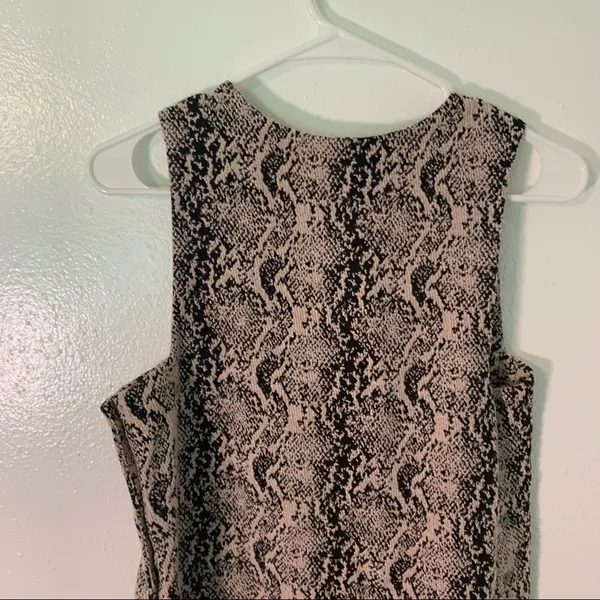 Free People Women's Size 0 Alice Snakeskin Print A-Line Dress Beige Black Snap‎ - Image 12