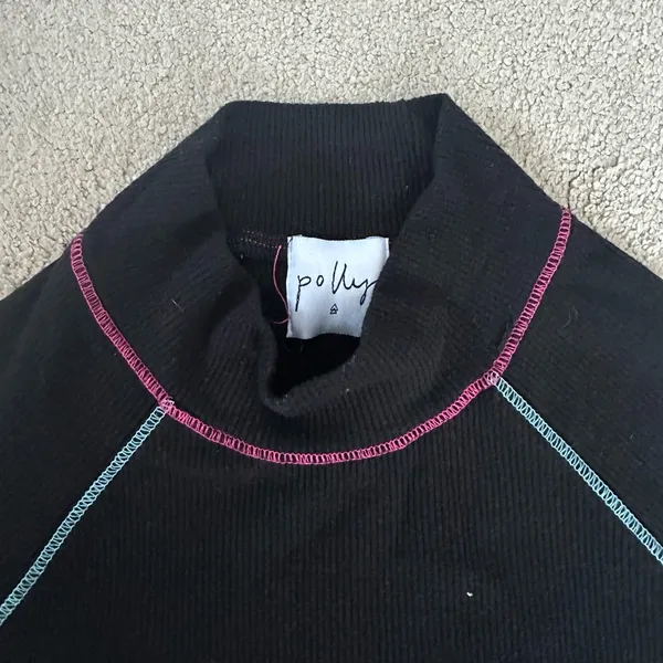 Princess Polly Black Ribbed Crop Top with Colorful Trim - Image 3