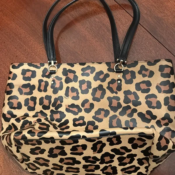 PRICE DROP Coach Town Car Ocelot Leopard Print Tote Leather Tan, Brown & Black - Image 13