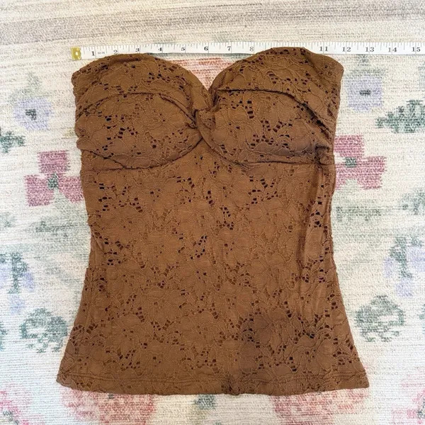 Vintage XOXO Y2K Twist Knot All Lace‎ Tube Top Medium Chocolate Brown 90s Indie - Image 4