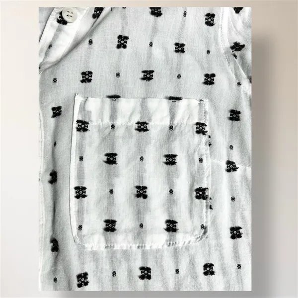 Maeve Anthropologie White‎ Black Clip Dot Cotton Button Down Roll Tab Shirt Boho - Image 7