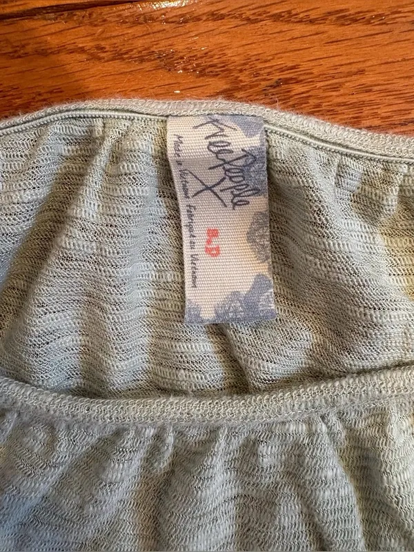 Free People Light Mint Green Peasant Crop Top Boho Cottagecore Small - Image 3
