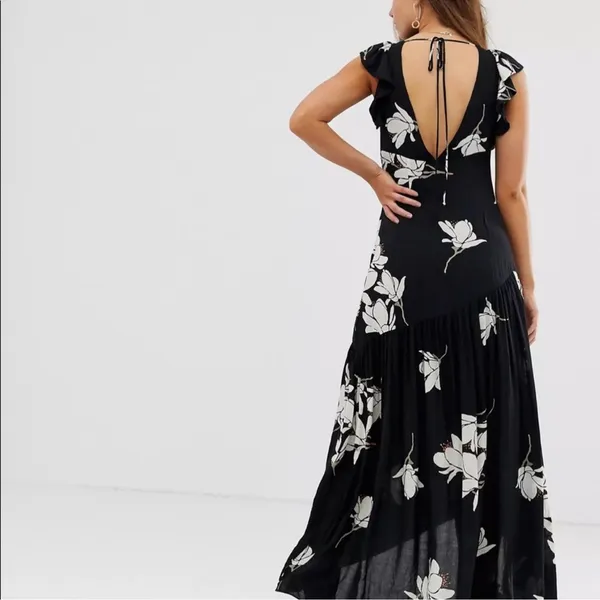 Free People She's A Waterfall Maxi Floral Dress Black Combo Size 4 - Image 2
