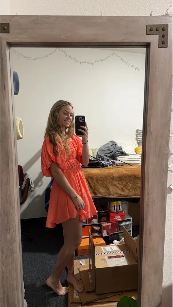 Altar'd State Salmon/Peach flowy dress - Image 4