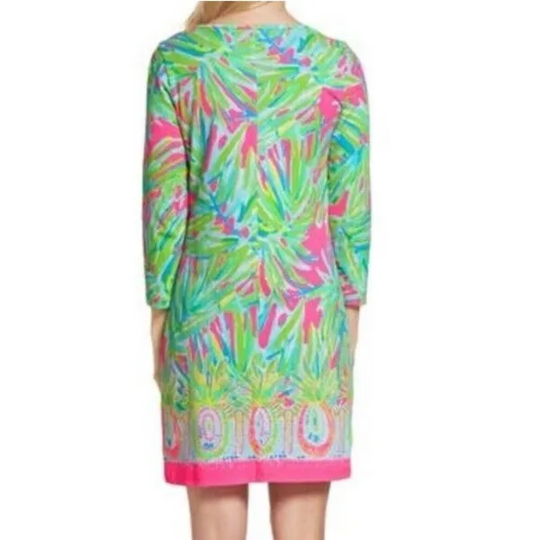 Lilly Pulitzer Beacon Pima Cotton Shift‎ Dress In Tiki Pink Royal Lime Size XXS - Image 2