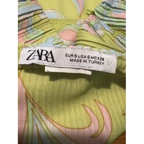 ZARA Crop Top Small‎ Green Abstract Paisley Bustier Ribbed Summer Boho Retro Y2K - Image 5