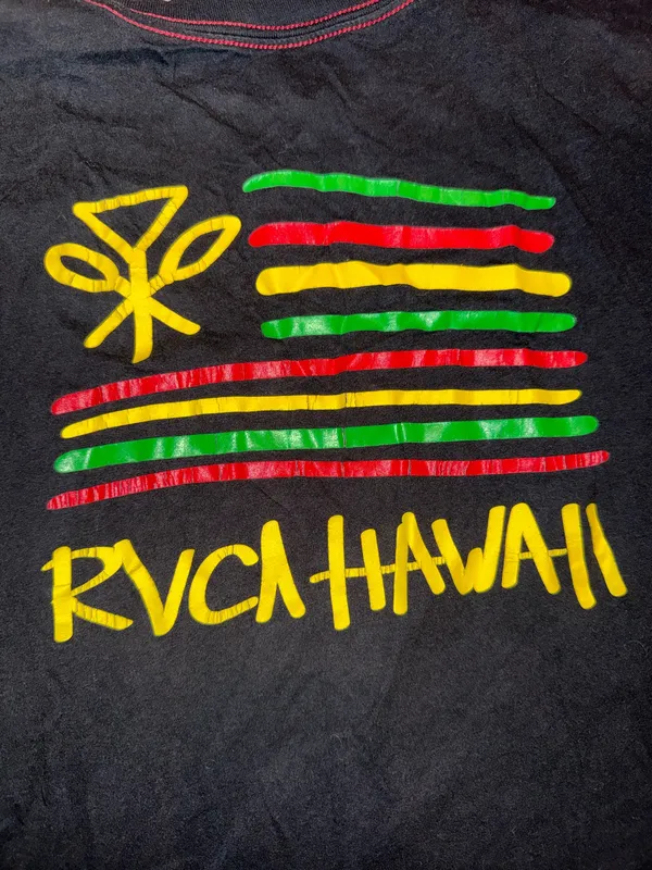RVCA Hawaii Crop Short Sleeve T-Shirt Vintage Wash Black Size Medium - Image 5