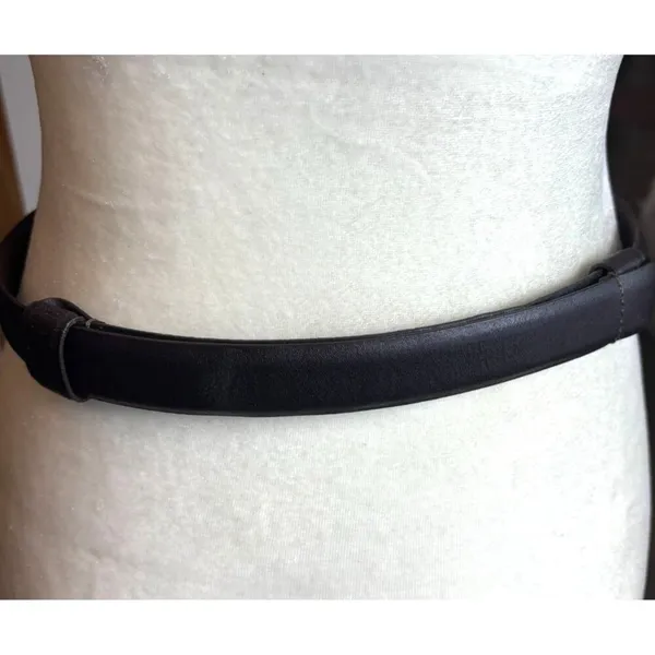 Chicos Black Leather Belt With Silver & Gold Decorative Buckle S/M - Image 4
