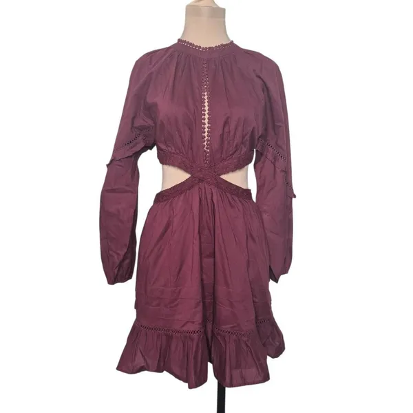 Jen's Pirate Booty Burgundy Cutout Mini Dress Ren Faire Size Small NWT - Image 2