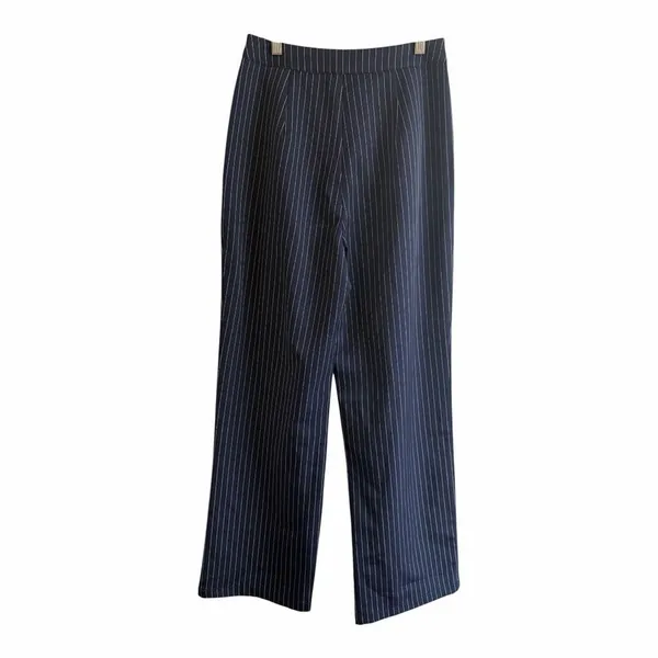 ✨Commense Pinstripe Pleated Wide-Leg Navy Sz Small Pants✨ - Image 8