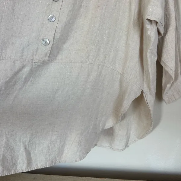 La. Fixsun Linen Button Henley Tunic Tan Size XL - Image 8
