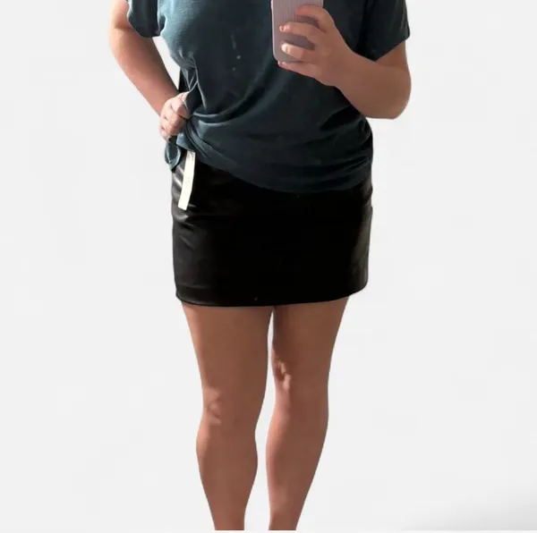 BNWT Black Zara leather mini skirt XL - Image 6