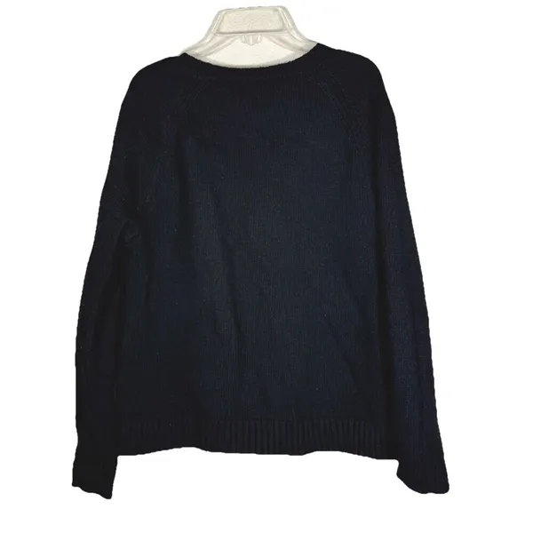 Lauren Ralph Lauren Waffle Knit Sweater M Angora Blend Button Hem Black Grunge - Image 3