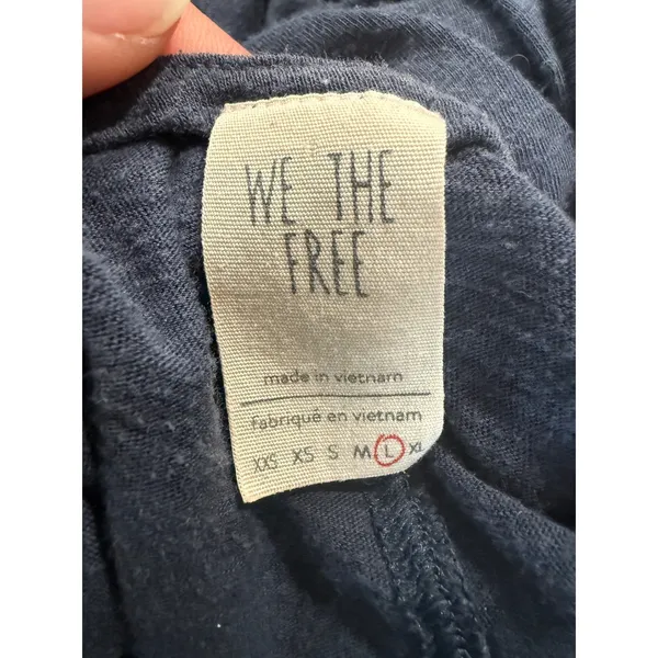 We The Free Free People Navy Blue Deep V-Neck Long Sleeve Empire Waist Top‎ L - Image 3
