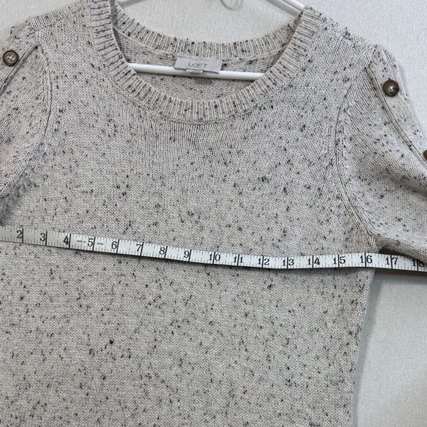 LOFT Heather Gray Long Sleeve Dress with Button Details - Image 7