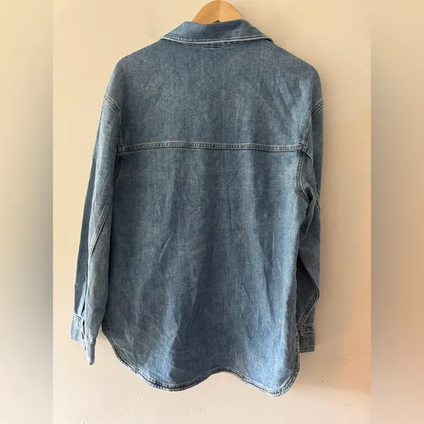 Aerie Dark Wash Denim Shacket Shirt Jacket Oversized - Image 7