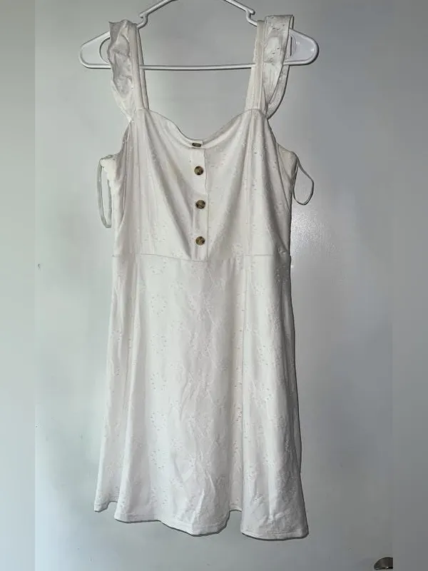 As U Wish White Eyelet Button Mini Dress - Image 2