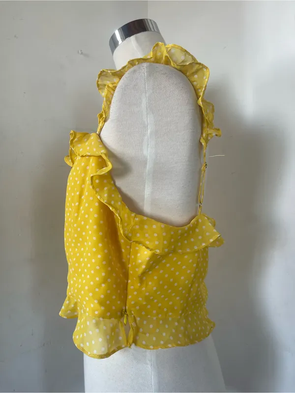 Yellow Polka Dot Ruffle Tie - Image 2