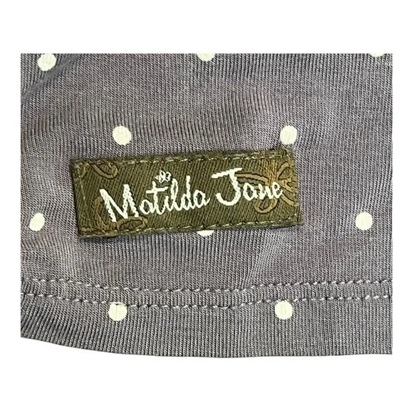Matilda Jane Perfect in Purple Polka‎ Dot Peplum Bell Sleeve Top Size Medium - Image 9