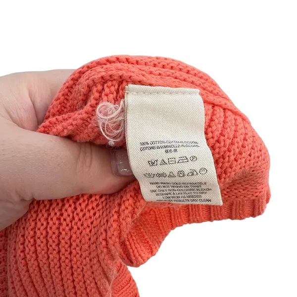 Free People La Brea Sweater V-Neck Ribbed Cuffed‎ Sleeve Coral Orange Size Large - Image 13