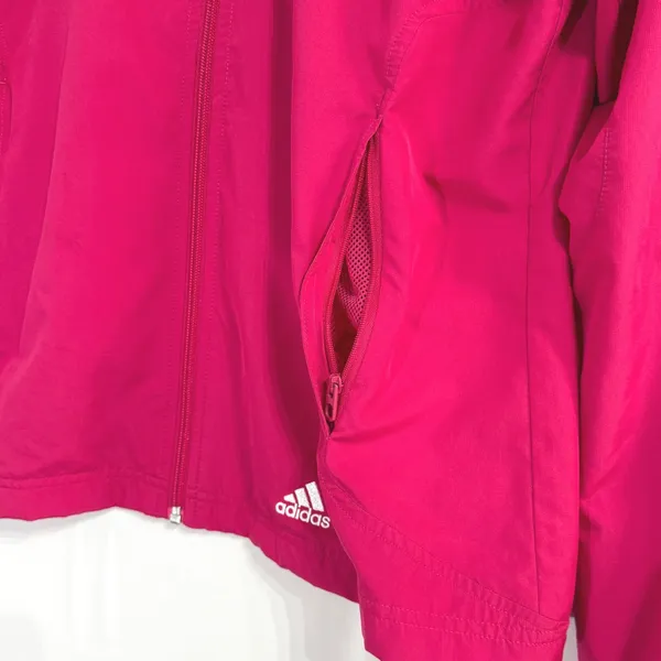 Y2K Adidas Womens Fuchsia Pink Full Zip‎ Windbreaker Track Jacket Size Medium - Image 5