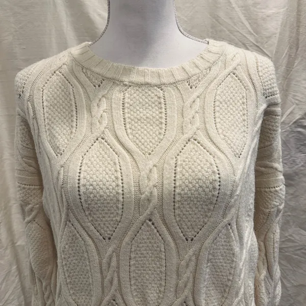 Line & Dot Cream Billy Cable Knit‎ Midi Sweater Dress Medium Preppy Fisherman - Image 2