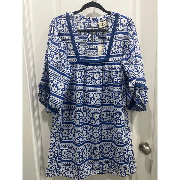 NWT Tuckernuck Tnuck Tunic Petal Paradise Blue & White Mini Dress Sz M - Image 2