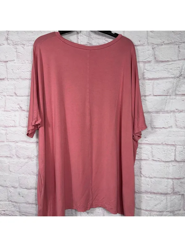 Zenana Women's Small Oversized Pink Pocket Tee - Image 8