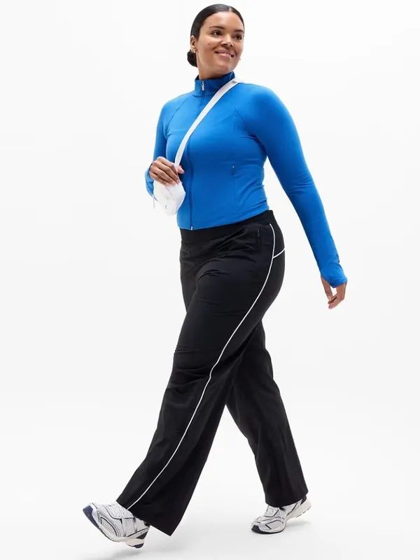 New Athleta M Salutation Crop Jacket Breaker Blue Medium Regular - Image 5